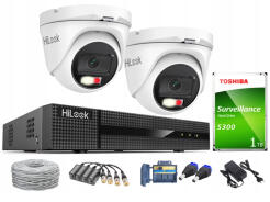 Zestaw do monitoringu TurboHD, 2 kamery Hybrid Light 5Mpx, rejestrator 4ch - HiLook by Hikvision | TVICAM-T5M-20DL + DVR-4CH-5MP