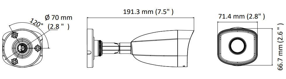 wymiary modelu HWI-140H-M Hikvision Hiwatch